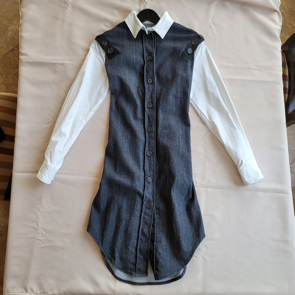 ADEAM Deconstructed Denim Dress - size approx. 00-0